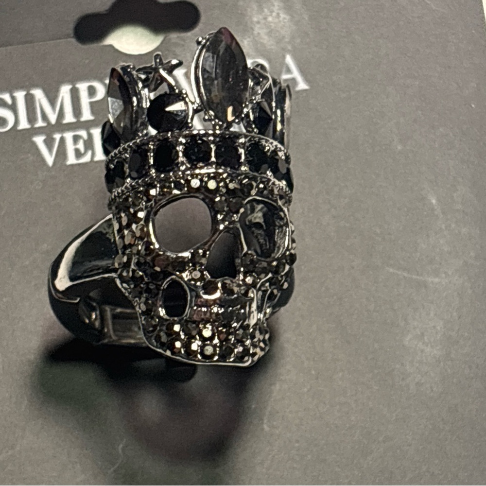 Simply Vera Vera Wang Black Crystal Skull Ring